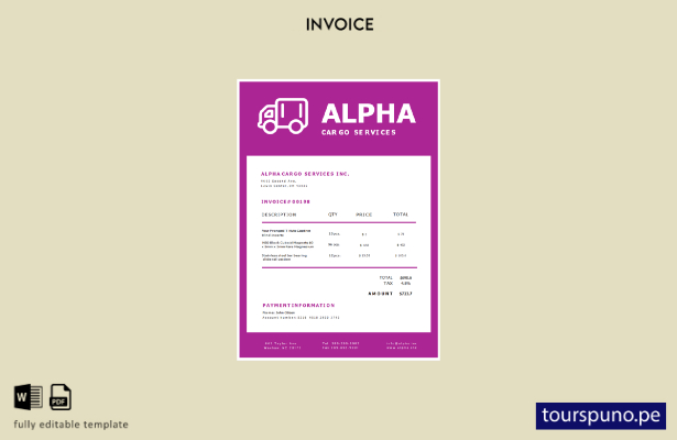 lista para imprimir plantilla de factura de servicios Alpha Cargo de EE. UU.